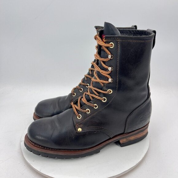 Skechers Men Size 10.5 Dark Brown Leather Oil Resistant Waterproof Logger Boot - Picture 1 of 16